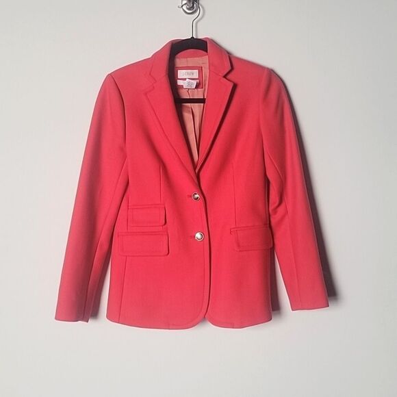 NEW J Crew 2 Red Coral Wool Hack ing Riding Jacket Blazer Equestrian Academia - Picture 5 of 16